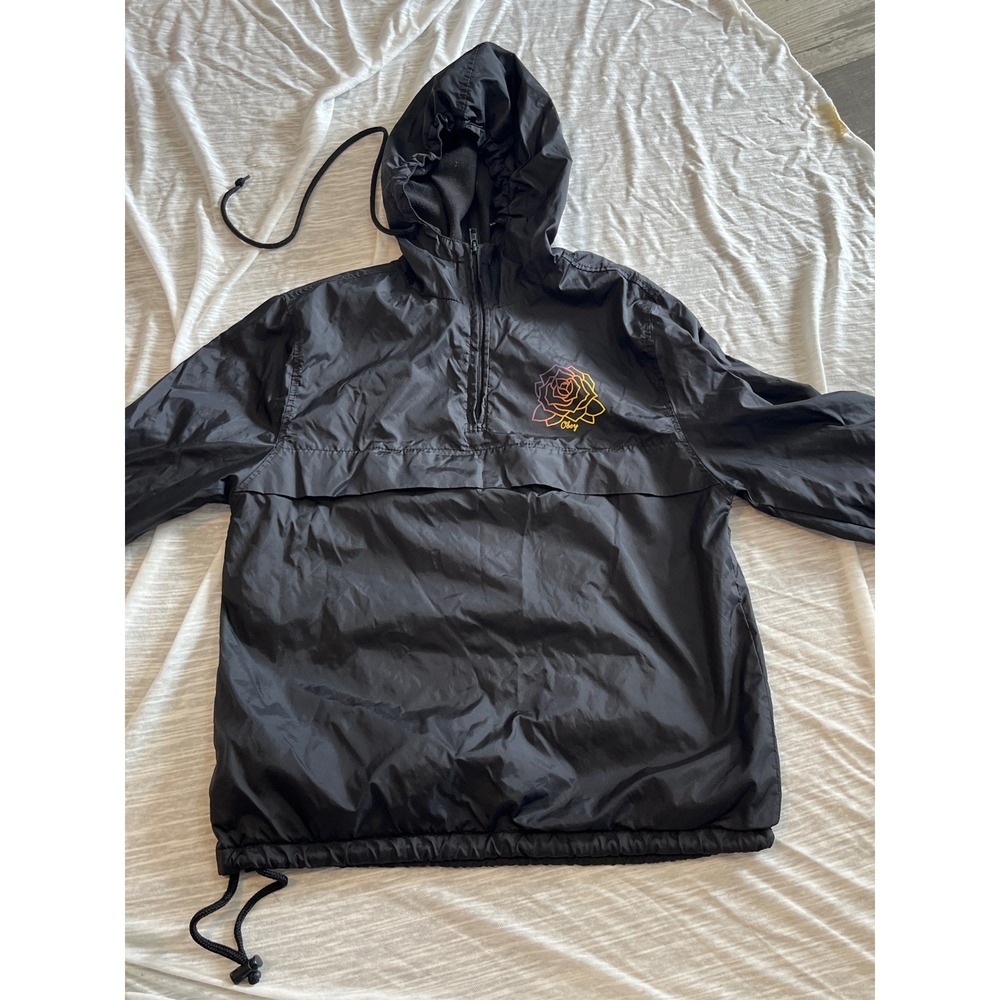 Black Hooded anaorak rain Jacket
